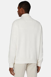 Sweatshirt com meio fecho de correr de mistura de algodão orgânico, White, hi-res