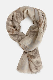 Floral Print Cashmere and Modal Scarf, Natural, hi-res