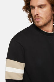 Bluza z okrągłym dekoltem z mieszanki bawełny organicznej, Black, hi-res