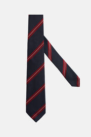 Regimental Silk Tie, Navy - Burgundy, hi-res