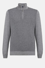 Cashmere Blend Mouline Half Zip Sweater, Grey, hi-res