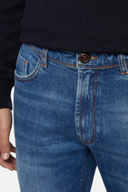 Jeans In Denim Elasticizzato Blu Medio, Blu, hi-res