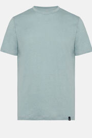 T-Shirt in Stretch Linen Jersey, Light Blu, hi-res