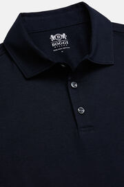 Long Sleeved Regular Fit Polo Shirt In Pima Cotton Jersey, Navy blue, hi-res