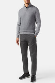 Cashmere Blend Mouline Half Zip Sweater, Grey, hi-res