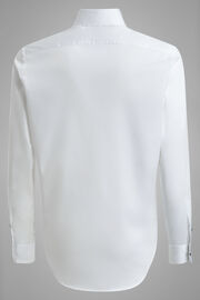 Slim Fit White Cotton Piqué Shirt, White, hi-res