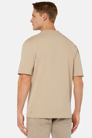 T-Shirt In Misto Cotone Organico, Beige, hi-res