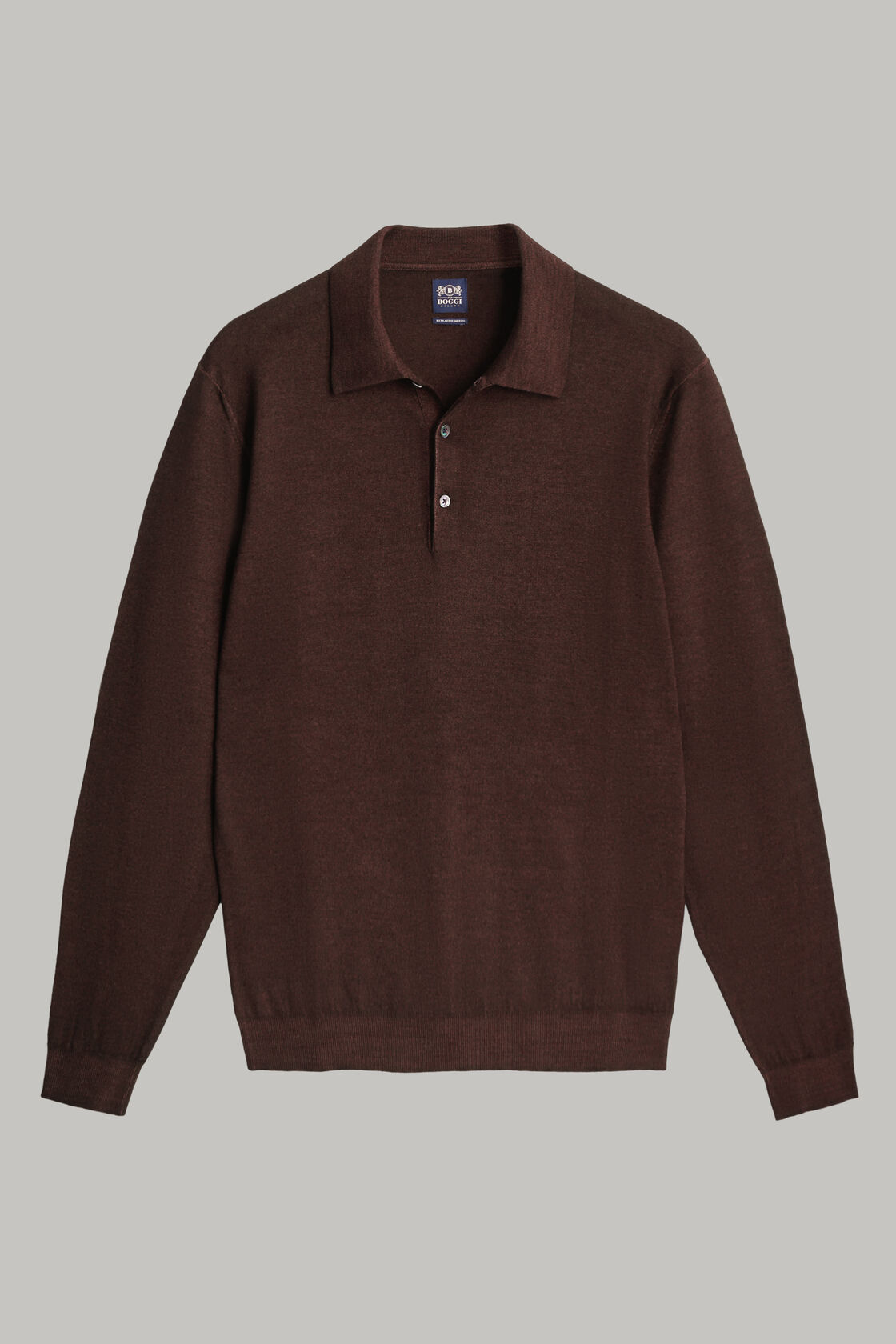 Men's Navy Merino Wool Knitted Polo Shirt | Boggi Milano