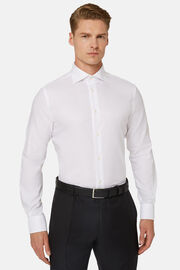 Weißes Hemd aus Baumwoll-Dobby Regular Fit, Weiß, hi-res