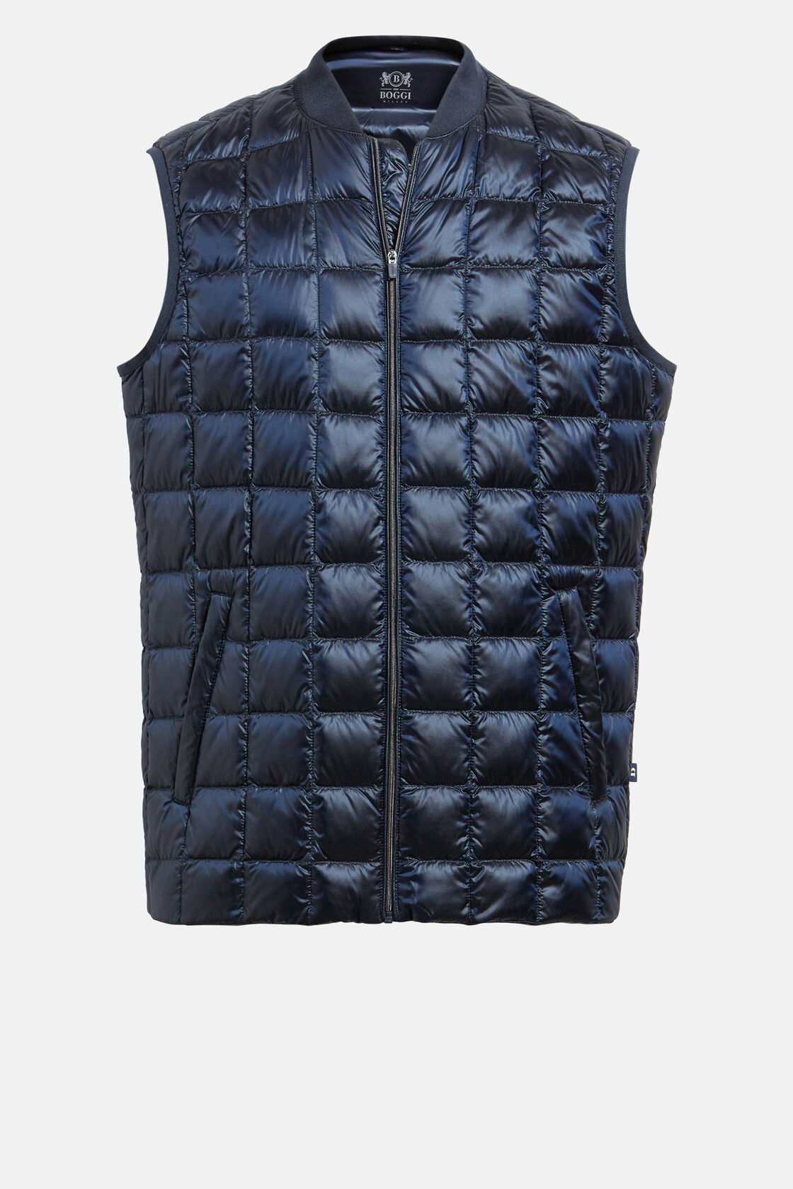 Down-Filled Quilted Nylon Gilet, Navy blue, hi-res