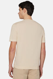 Zandkleurig T-shirt van crêpekatoen, Sand, hi-res