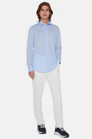 Blauw slim fit overhemd van katoen en COOLMAX®, Light Blue, hi-res