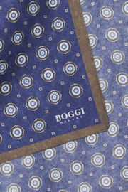 Zijden vierkanten pochet met medaillonmotief, Blue, hi-res