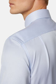 Regular Fit Sky Blue Striped Dobby Cotton Shirt, Light Blue, hi-res