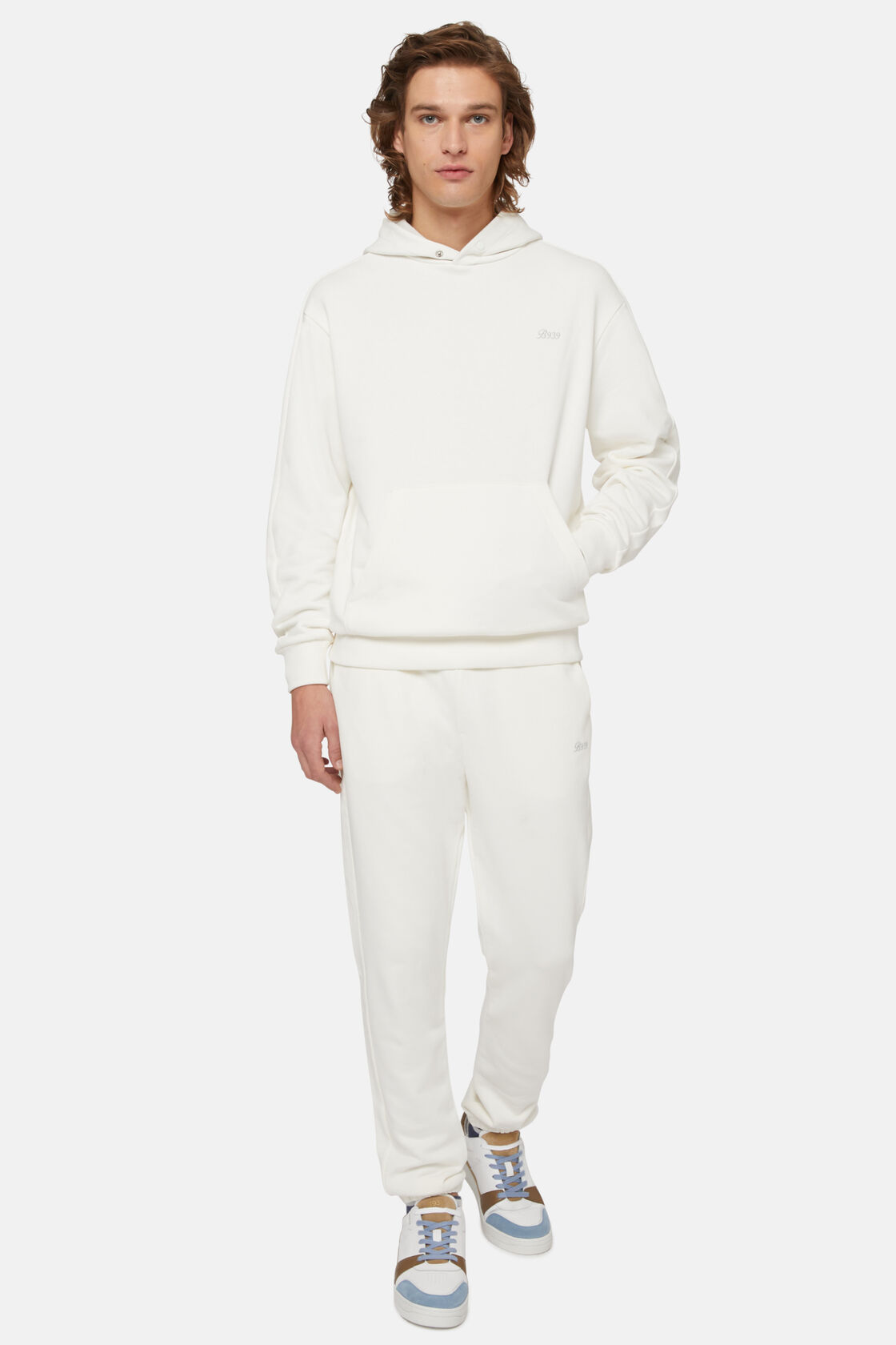 Hooded Sweatshirt in Organic Cotton Blend, White, hi-res
