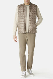 Down-Filled Quilted Nylon Gilet, Beige, hi-res