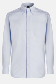 Camisa azul en pin point de algodón regular fit, Azul claro, hi-res