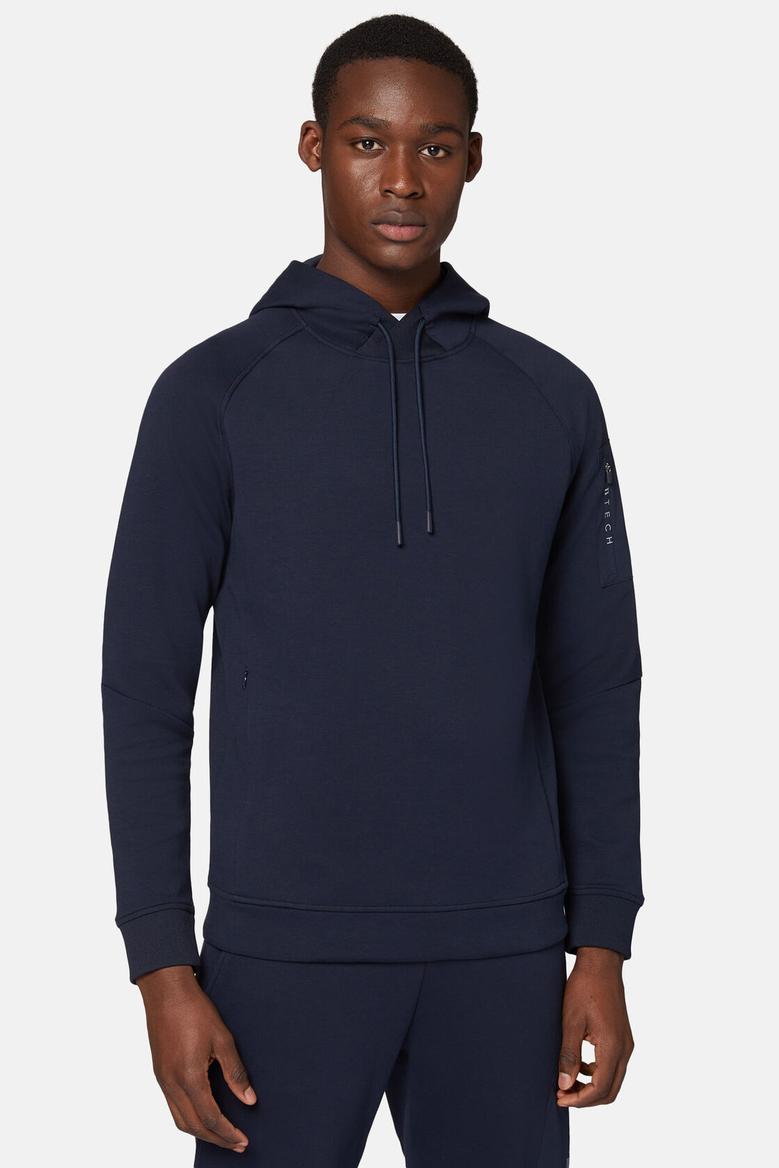 Light Recycled Scuba Hooded Sweatshirt, Navy blue, hi-res