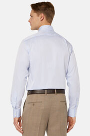 Normál szabású sávolyozott pamutból készült égszínkék ing, Light Blue, hi-res