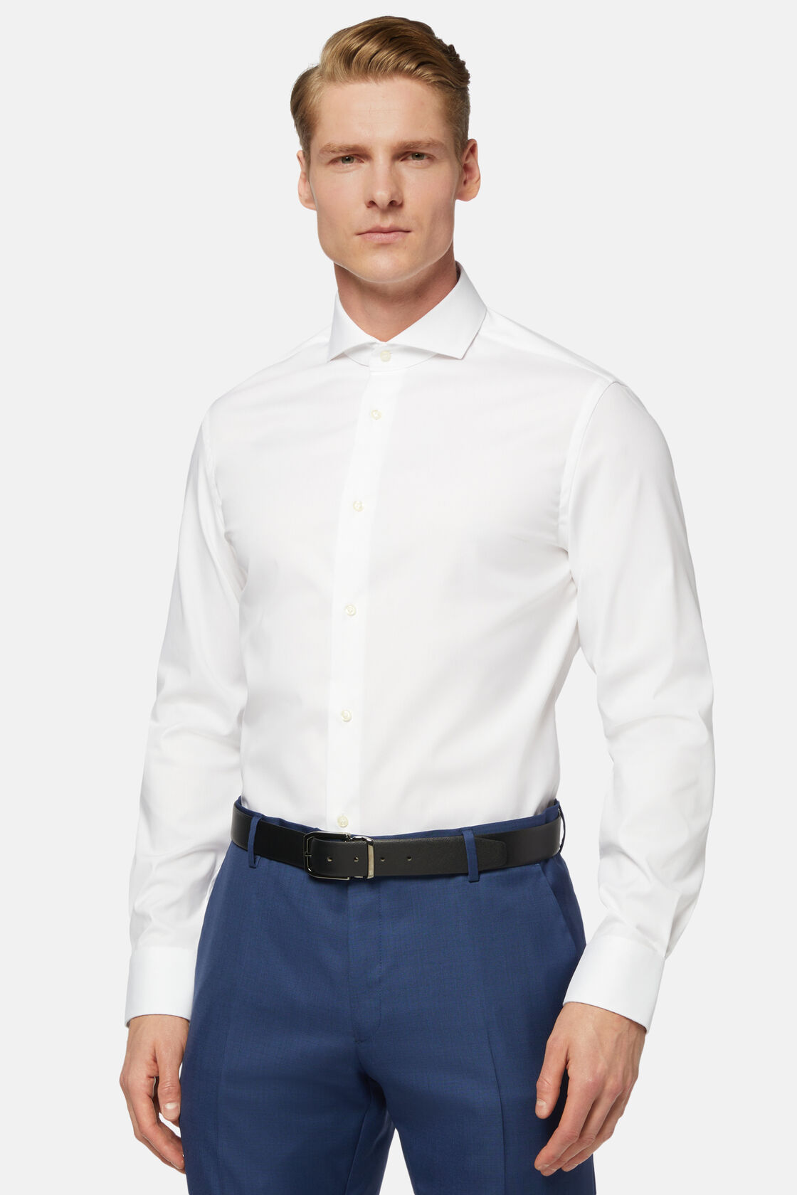Stretch p.point napoli collar shirt slim fit, White, hi-res