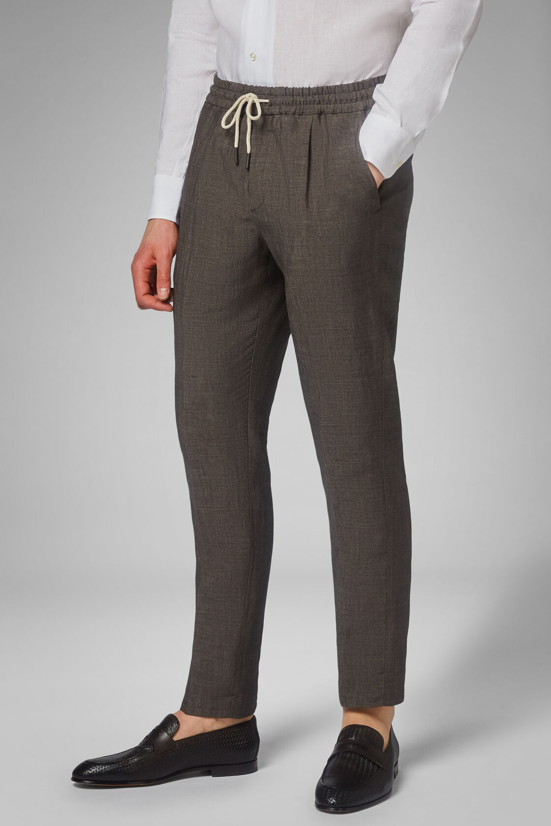 Linen/Tencel Trousers With Drawcord, , hi-res