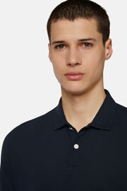 Spring Polo Shirt in Sustainable High-Performance Piqué, Navy blue, hi-res
