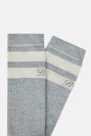 Double Striped Socks in a Cotton Blend, Grey, hi-res