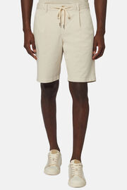 Stretch Cotton Summer Bermuda Shorts, Sand, hi-res