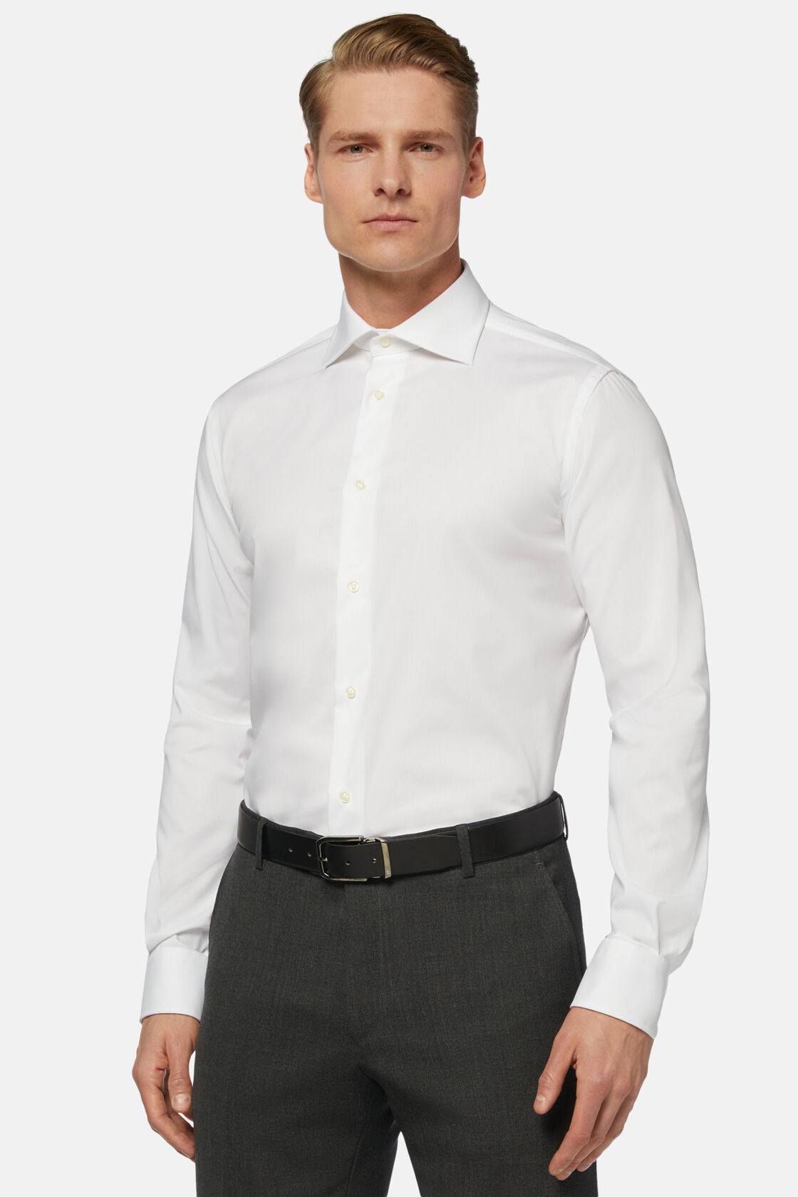 Stretch P.Point Windsor Collar White Shirt Reg Fit Long, White, hi-res