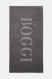 Cotton Beach Towel With Large Logo, Charcoal, hi-res