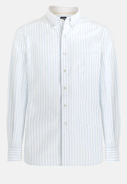 Regular fit sky blue striped cotton shirt, Light Blu, hi-res