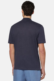T-shirt em Jersey de Linho Elástico, Navy blue, hi-res