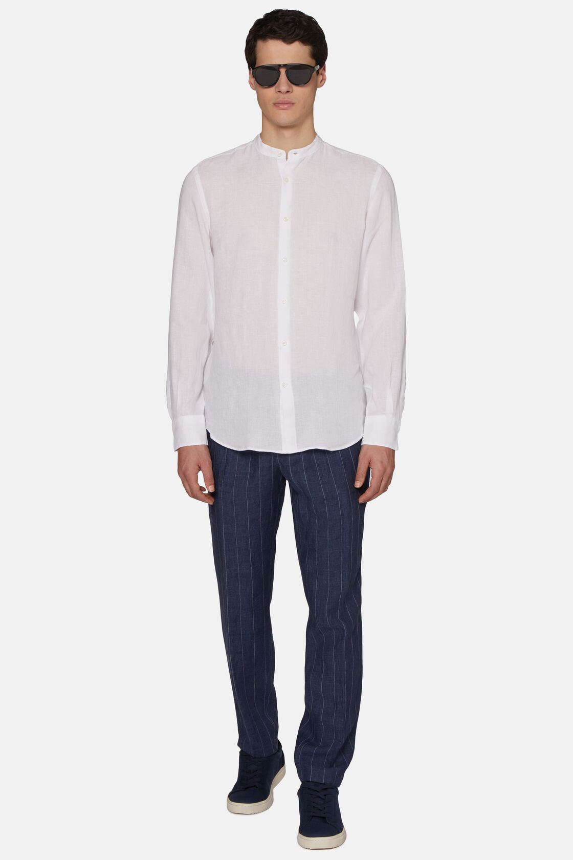Λευκό βαμβακερό πουκάμισο κανονικής εφαρμογής, White, hi-res