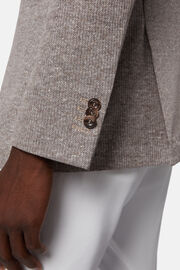 Galambszürke színű, melanzs vászon és pamut anyagú B Jersey kabát, Taupe, hi-res