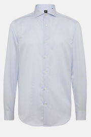 Camisa de algodão dobby às riscas azul celeste de ajuste regular, Light Blue, hi-res