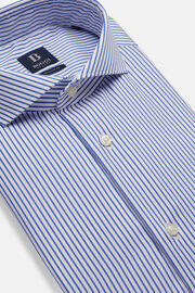 Royalblau Gestreiftes Hemd Aus Baumwolltwill Regular Fit, Bluette, hi-res