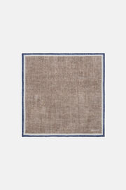 Linen Pocket Square With Contrasting Edge, Taupe, hi-res