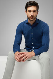 Slim Fit Sky Blue Casual Shirt With Closed Collar, Blue, hi-res