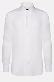 Biała koszula lniana o klasycznym kroju, White, hi-res