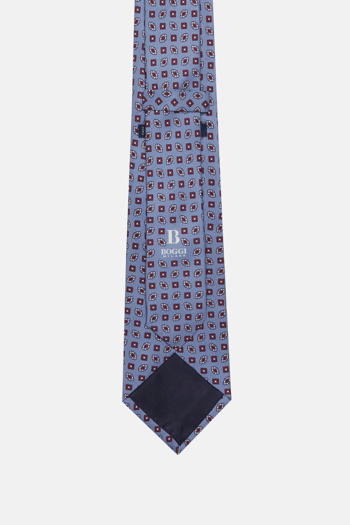 Jedwabny krawat z geometrycznym wzorem, Light Blue, hi-res
