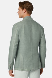 Green Herringbone Linen Jacket, , hi-res