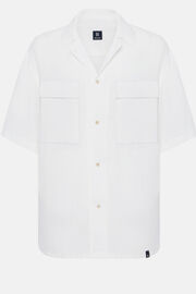 White Linen Camp Overshirt, White, hi-res