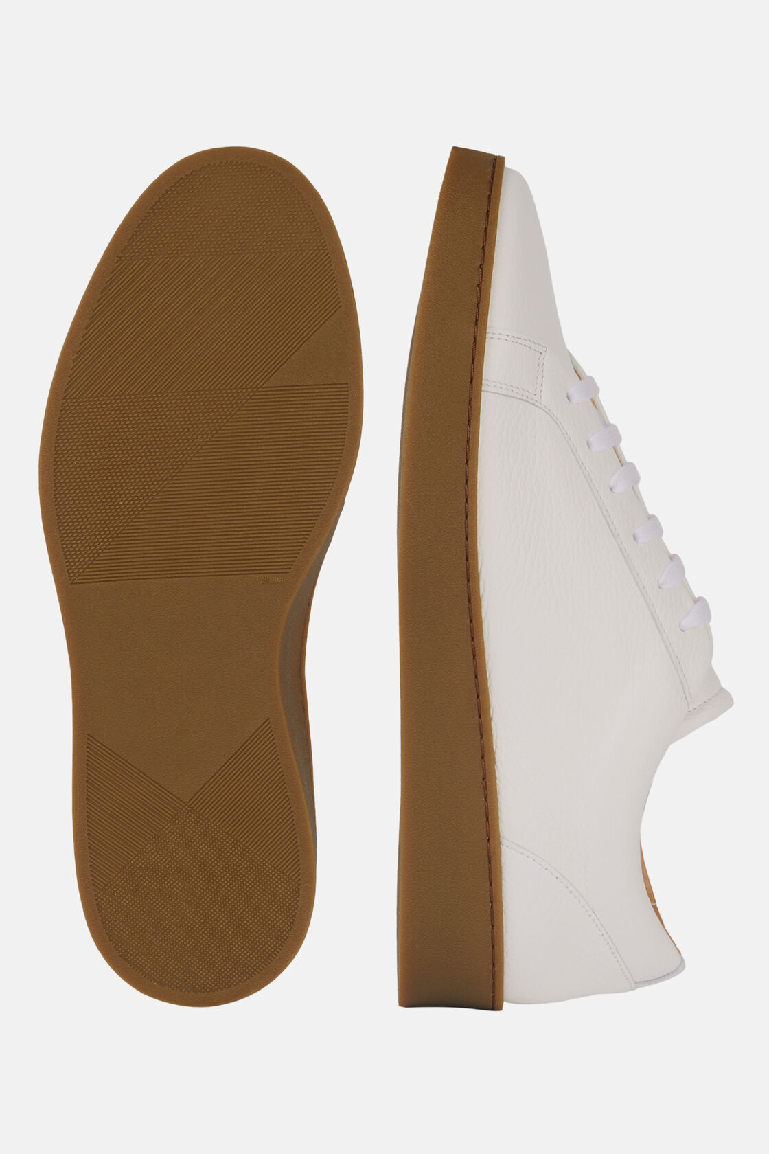 White Tumbled Leather Trainers, White, hi-res