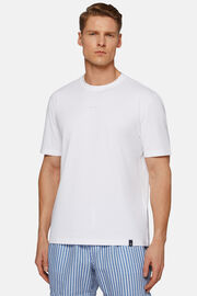 Bawełniana koszulka z elastycznej bawełny supima, White, hi-res