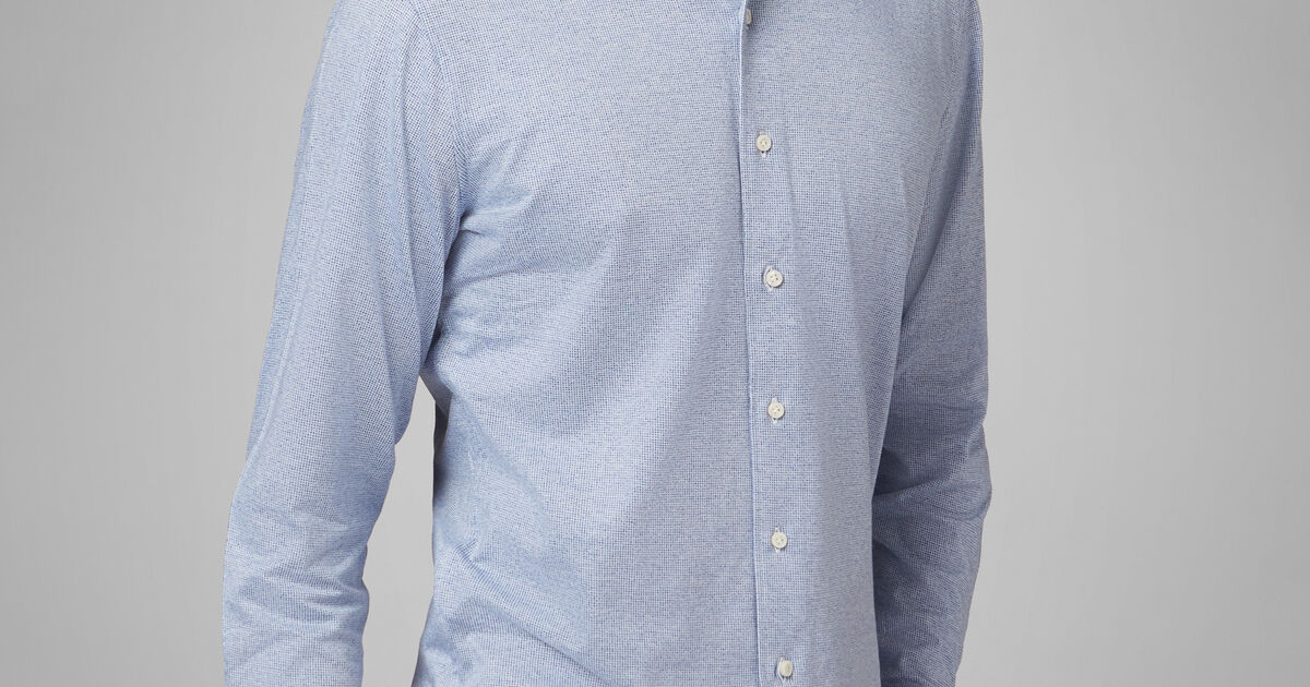 Slim Fit Sky Blue Casual Shirt With Closed Collar | Boggi