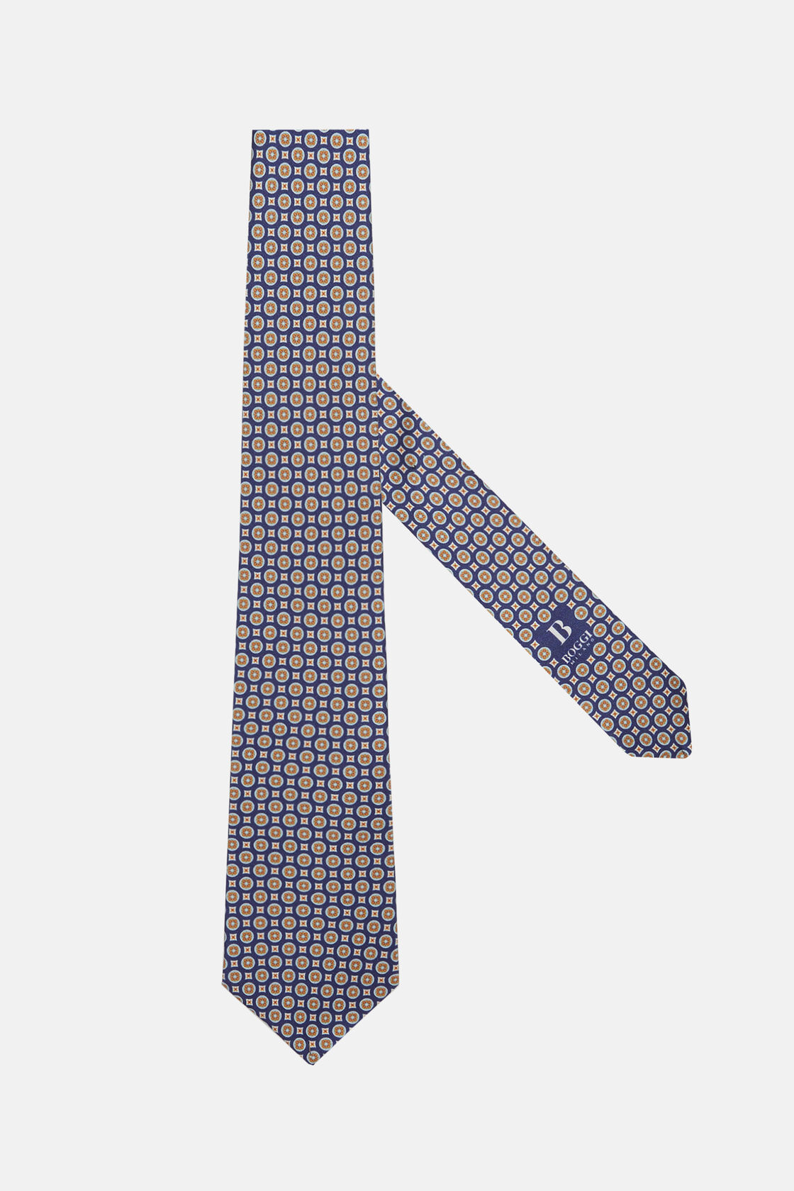 Zijden stropdas met medaillonmotieven, Blue, hi-res