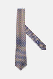 Zijden stropdas met medaillonmotieven, Blue, hi-res