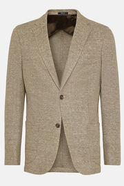 Taupe Melange Linen Cotton B Jersey Jacket, Taupe, hi-res