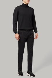 Regular Fit Cotton Gabardine/Tencel 5 Pocket Trousers, Black, hi-res