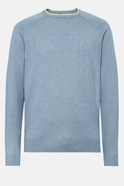 Błękitny sweter z okrągłym dekoltem z bawełny, jedwabiu i kaszmiru, Light Blue, hi-res
